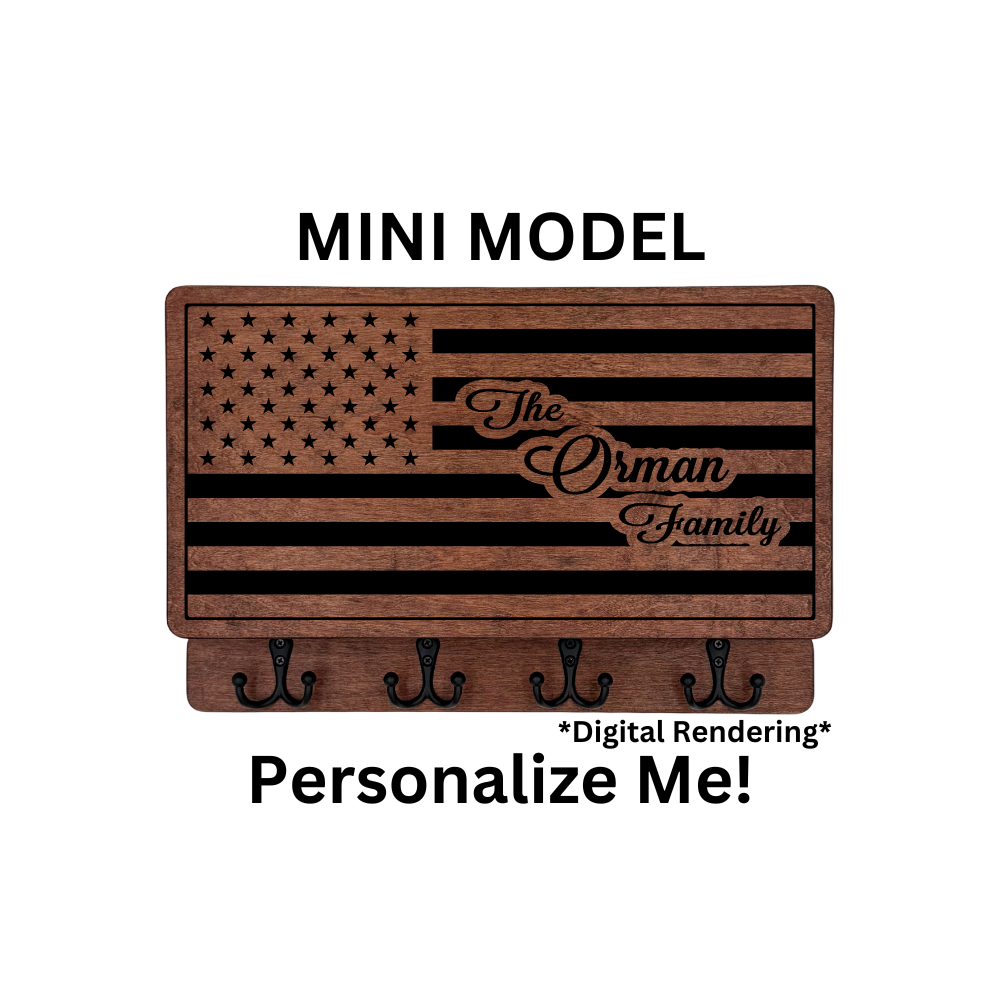 PERSONALIZABLE FAMILY NAME ON FLAG MINI MODEL
