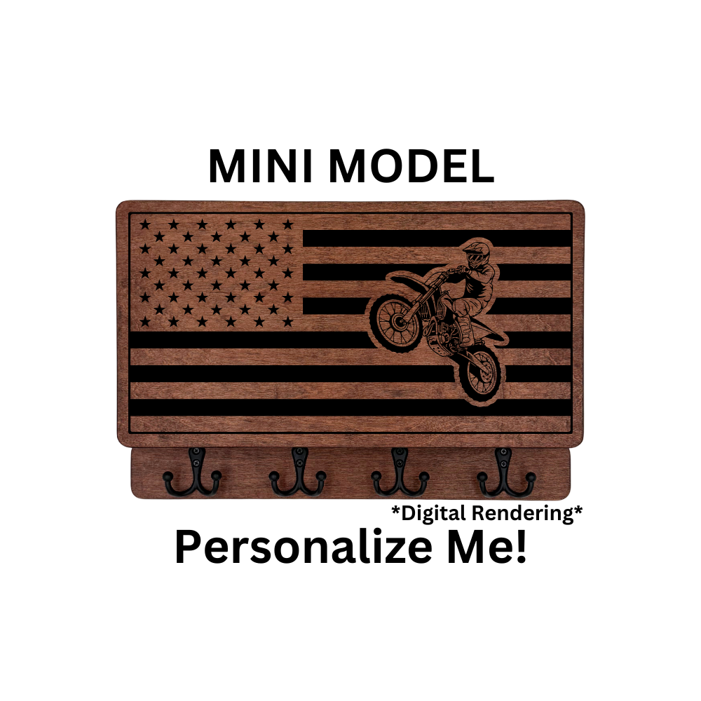PERSONALIZABLE FLAG WITH DIRT BIKE MINI MODEL